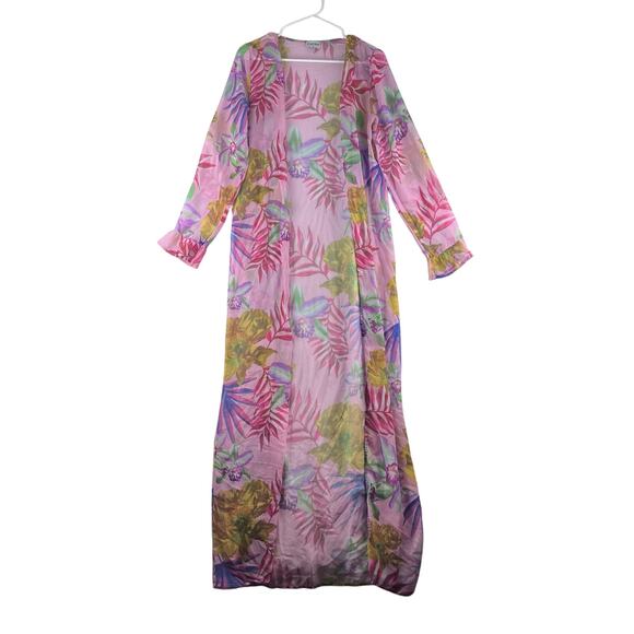 Icon Swim Women’s Small Swim Cover Sheer Tropical Pink Pool Side Vacation Resort - Picture 1 of 9